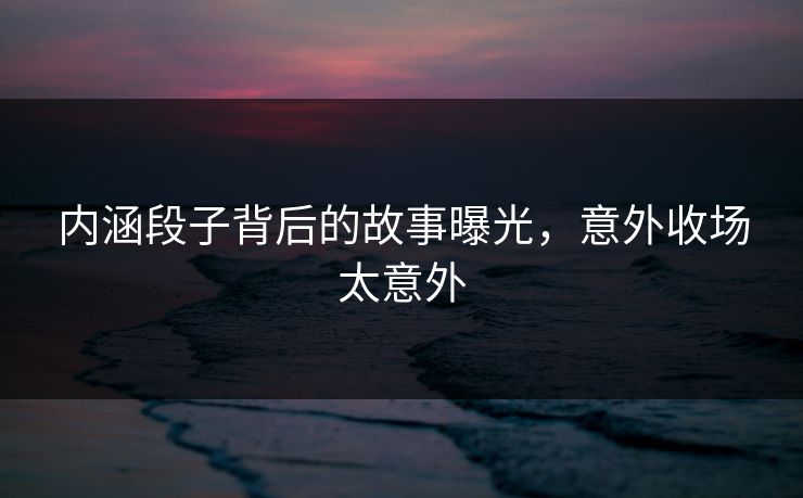 内涵段子背后的故事曝光，意外收场太意外