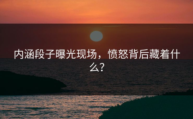 内涵段子曝光现场，愤怒背后藏着什么？