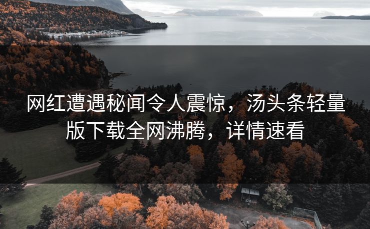 网红遭遇秘闻令人震惊，汤头条轻量版下载全网沸腾，详情速看
