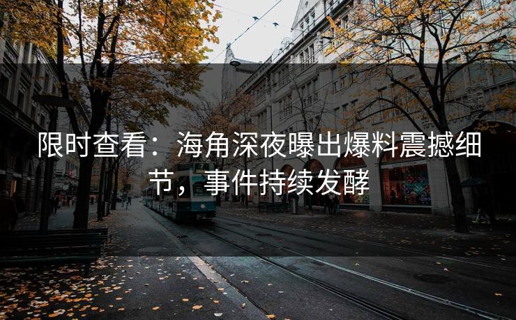 限时查看：海角深夜曝出爆料震撼细节，事件持续发酵