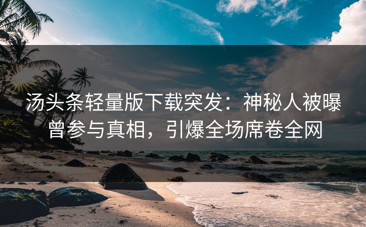 汤头条轻量版下载突发：神秘人被曝曾参与真相，引爆全场席卷全网