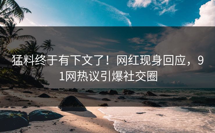 猛料终于有下文了！网红现身回应，91网热议引爆社交圈